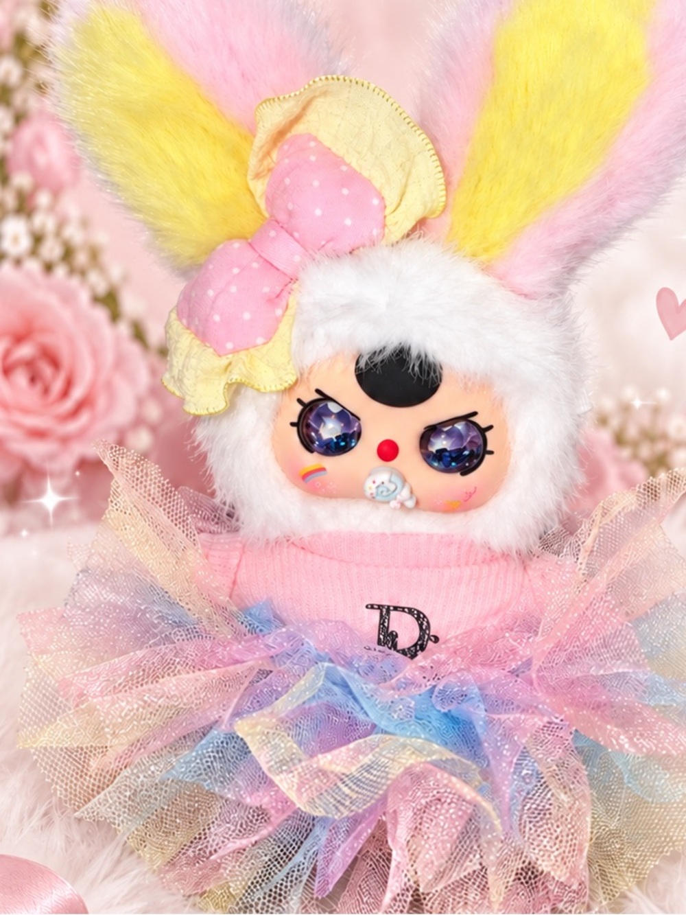 Baby Three Plush Doll in Pastel Pink & Yellow - Lolita's Dream customized